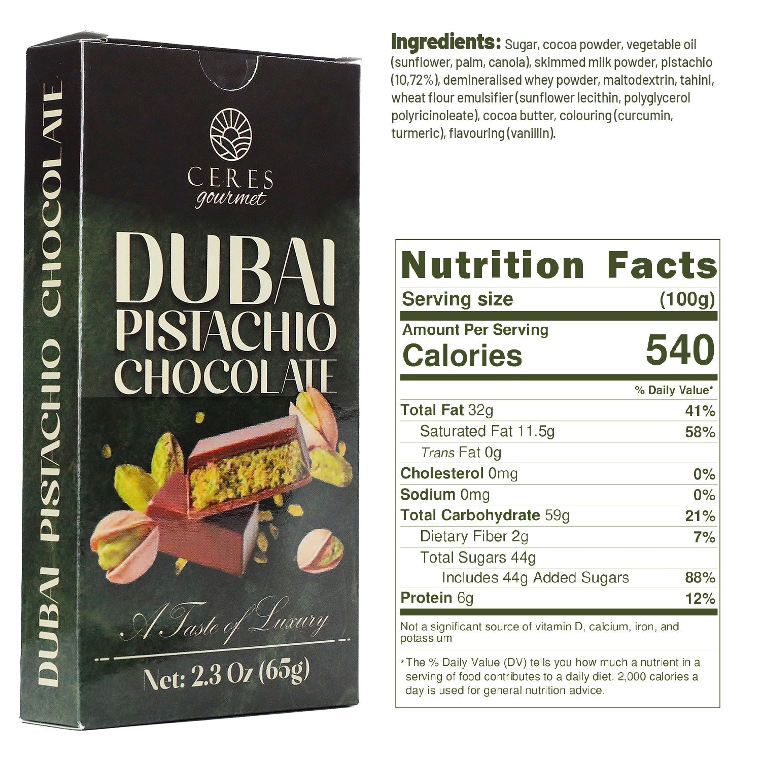 Dubai Chocolate Bar  3-12-24-Pack, 2.3 oz (65g) Each