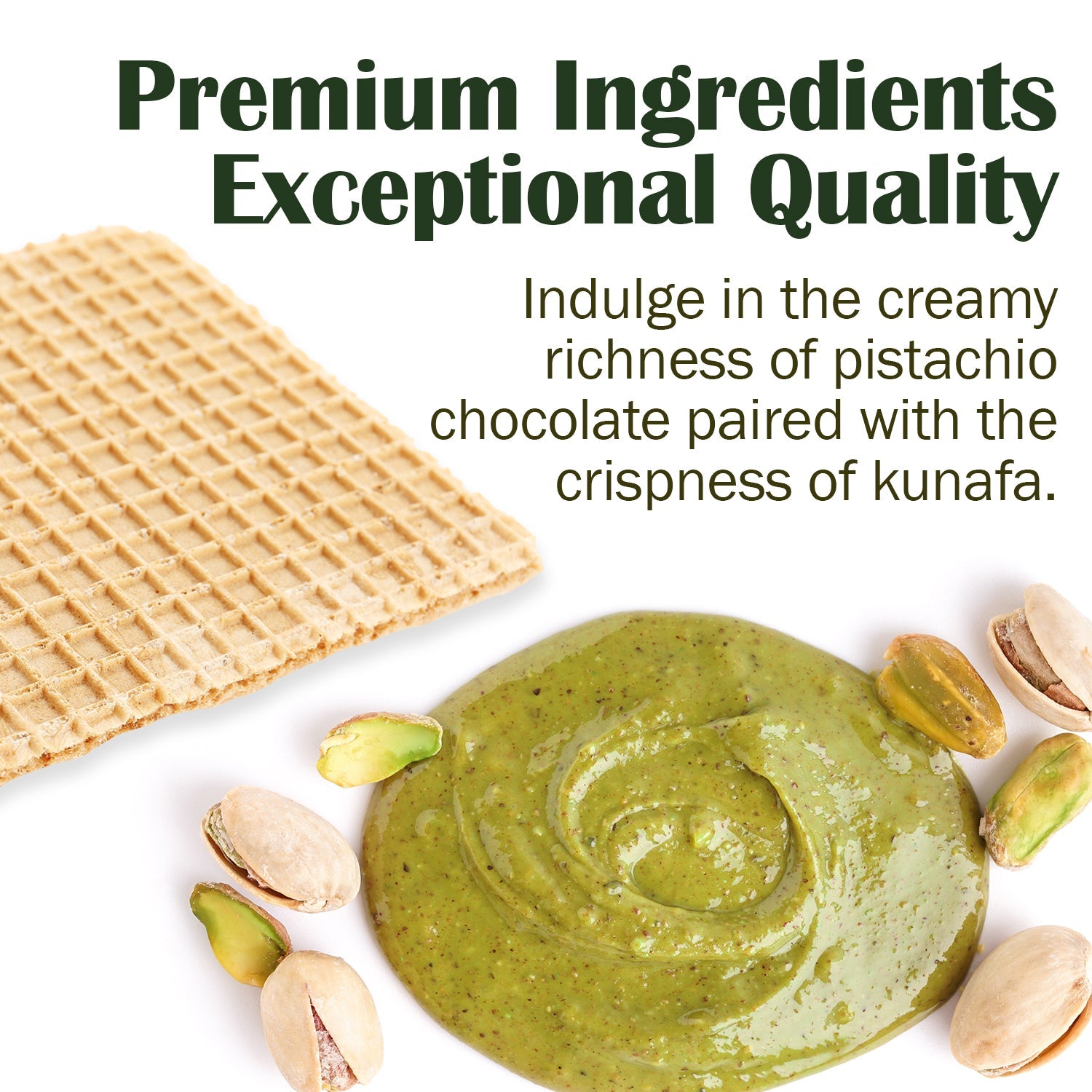 Dubai Chocolate Pistachio Wafer, 6 Pcs in Individually Pack